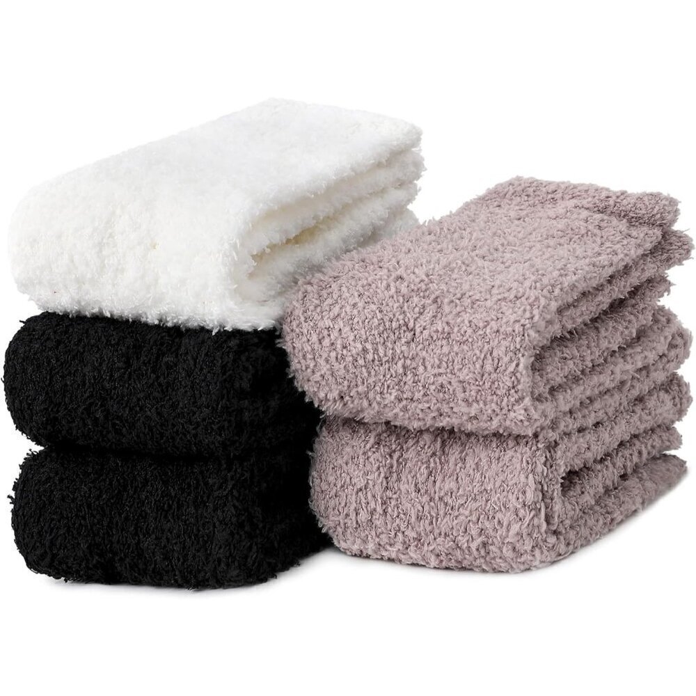 ❤️Fuzzy Socks for Women Thick Cozy Plush Socks Christmas Socks for Women 5 Pairs